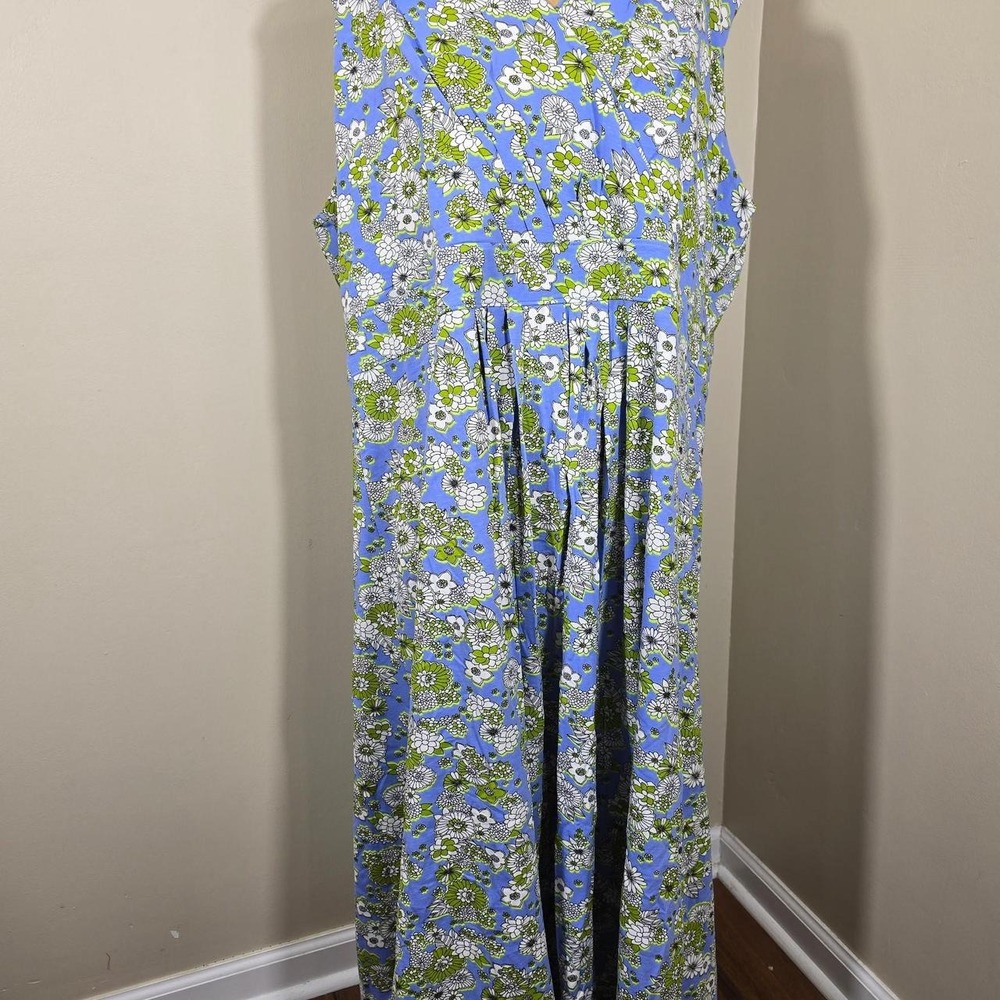 Woman Within blue floral maxi dress size 34/36 4X